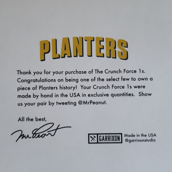 Mr. Planters crunch force 1 sneaker